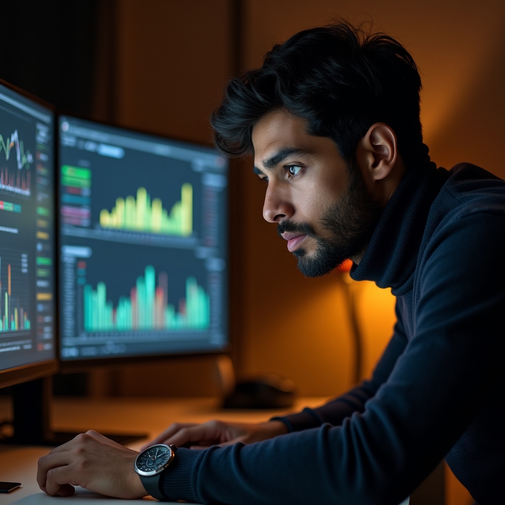 Führungskraft analysiert Daten für Vorstandspräsentation